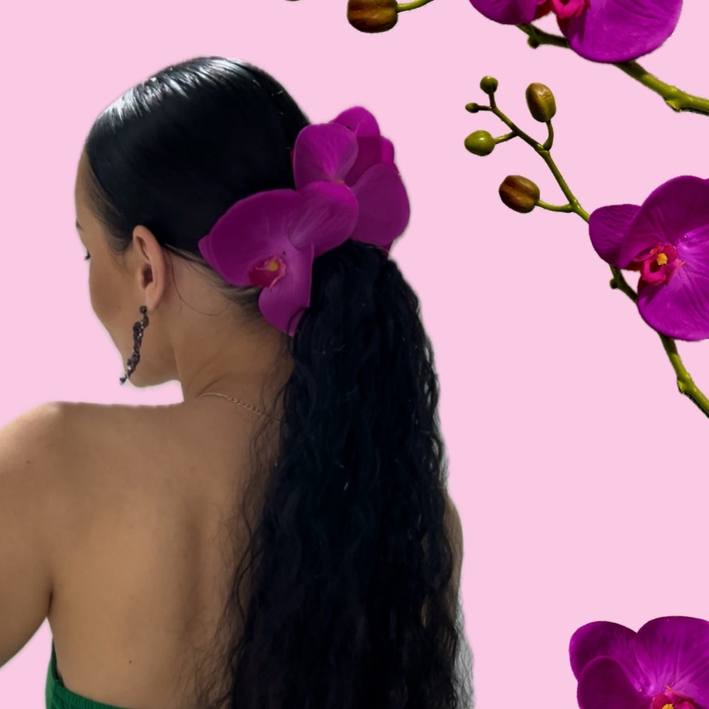 Real touch orchid flower hair and shoe clips